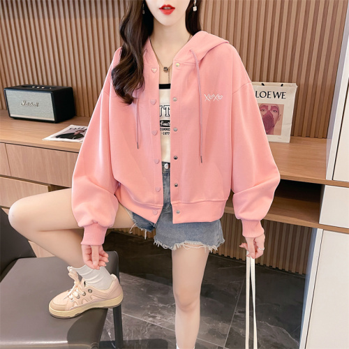 Actual shot of the first imitation cotton Chinese cotton hooded cardigan sweatshirt new letter loose hooded sweatshirt