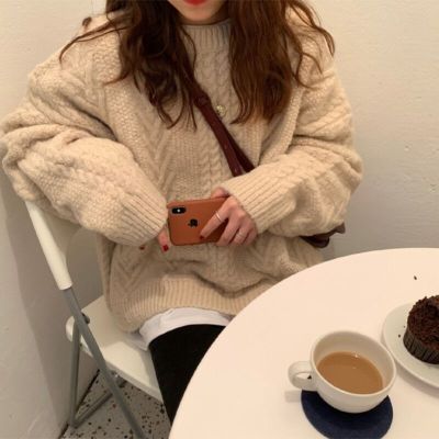 Vintage twist sweater for women new style lazy style loose niche design sweater sweater