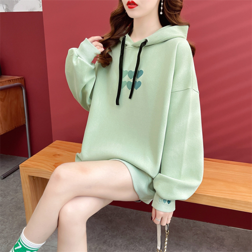 First real shot of fish scale back bag collar sweatshirt for women new spring and autumn hooded large size loose top with design