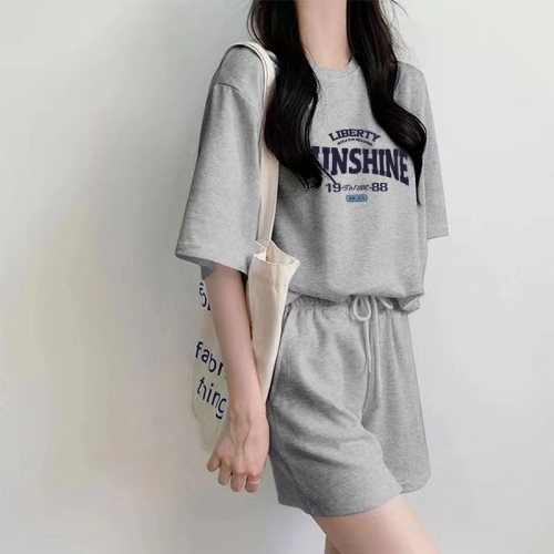 2024 Korean style fashionable age-reducing sports suit for women summer large size fat mm loose clothes two-piece set