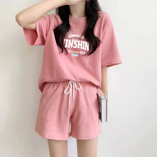 2024 Korean style fashionable age-reducing sports suit for women summer large size fat mm loose clothes two-piece set