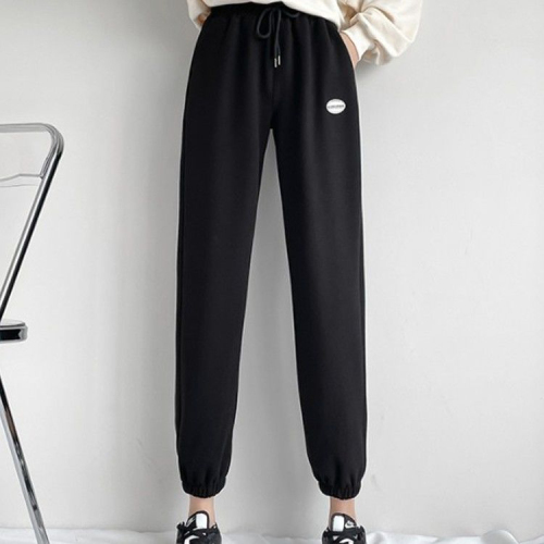 Waffle Small Slim Casual Pants Women's Autumn New High-waisted Harem Nine-Point Sports Pants