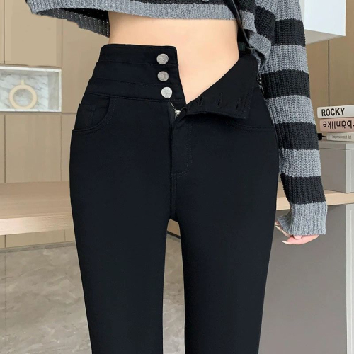 Thick velvet leggings for women, autumn and winter outer wear, tight-fitting, high-waisted, slim, warm cotton pants, winter trousers, small-foot pants