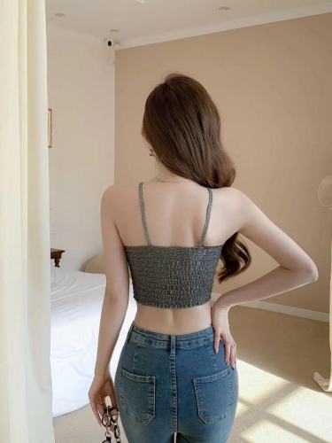 Pure Desire Hot Girl Short Knitted Halter Camisole Feminine Slim Fit Bottoming Top