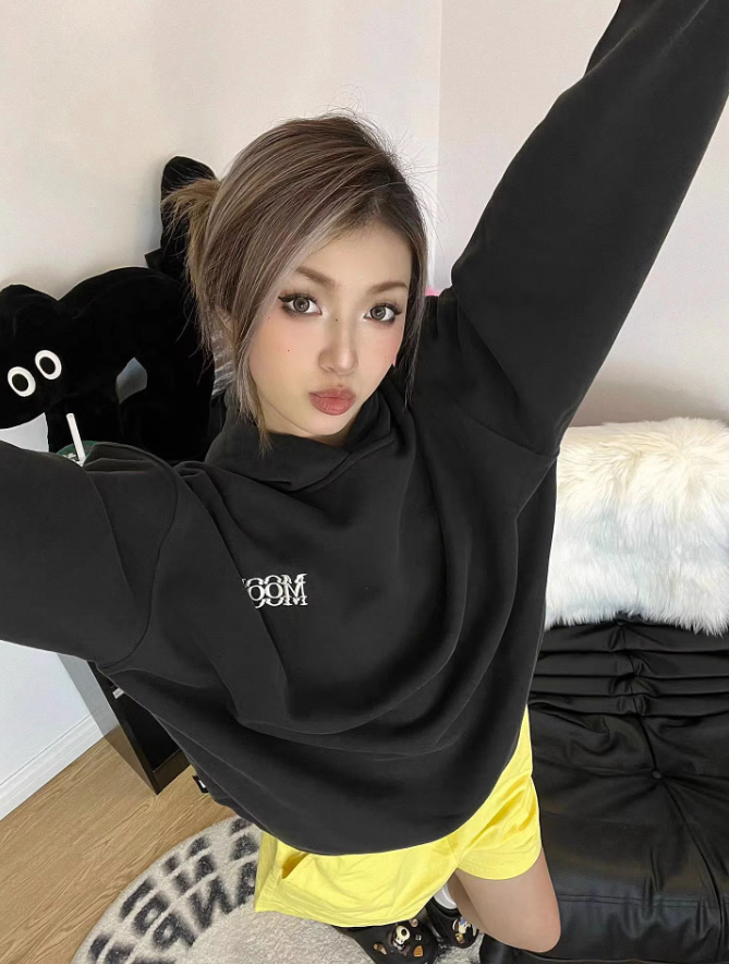 後包領雙層帽不起球配棉螺口 仿棉華棉複合310剋薄款衛衣女毛巾繡