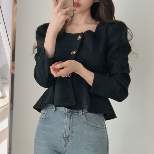 2024 early spring chic ruffled small fragrant short coat women's ladylike temperament French retro top 7032