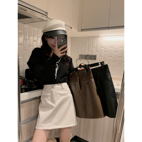 Real shot!  !  2024 New Leather Skirt Women's PU Hip Cover High Waist Short Skirt