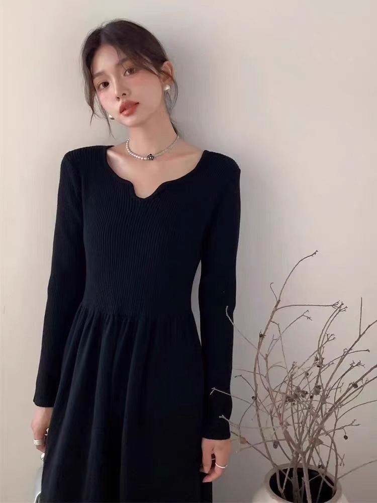 Knitted inner bottoming skirt, drapey dress, autumn and winter new style, large skirt, long skirt for small women