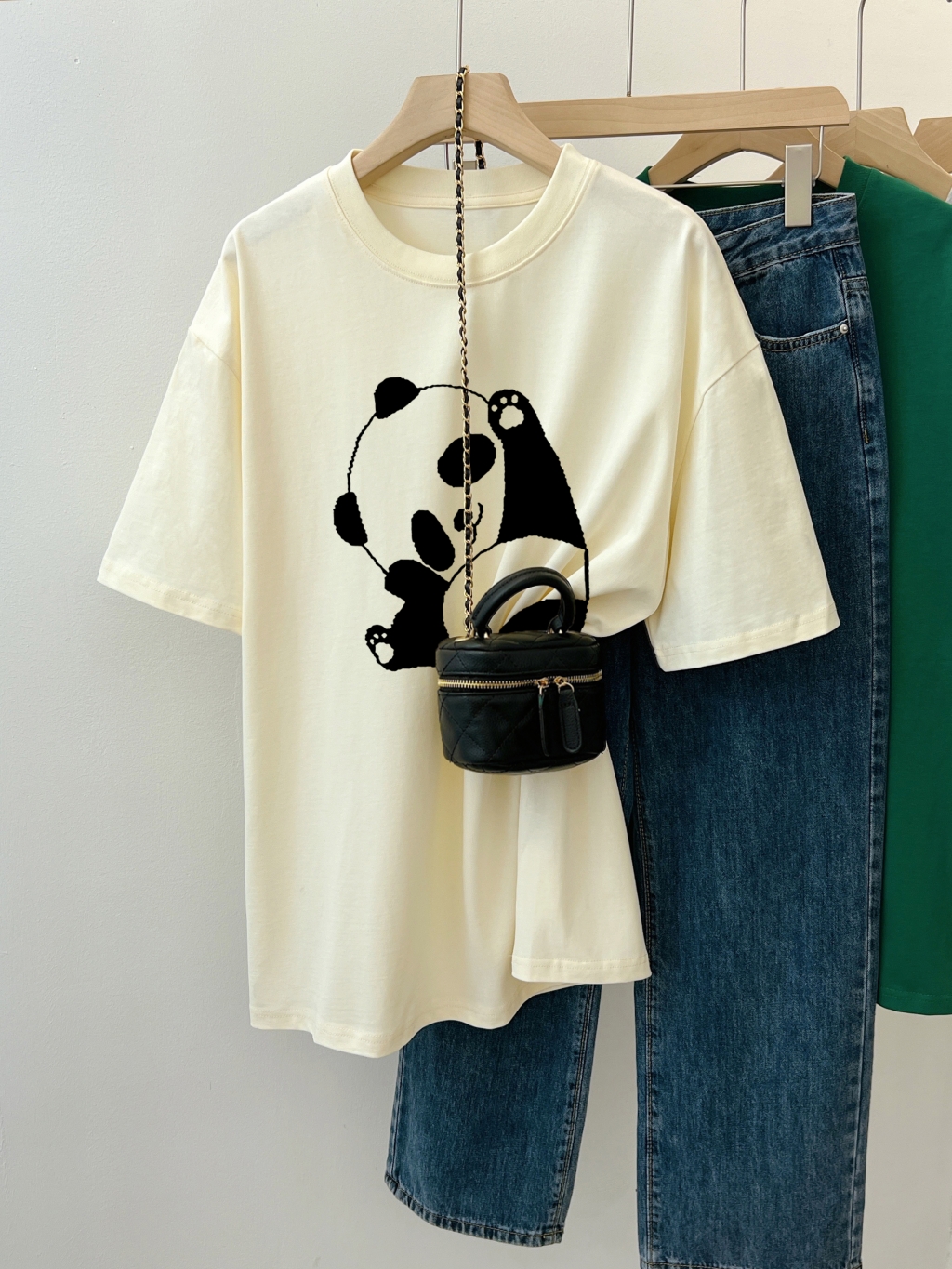Actual shot - 100% cotton combed cotton printed summer short-sleeved T-shirt for women loose Korean version