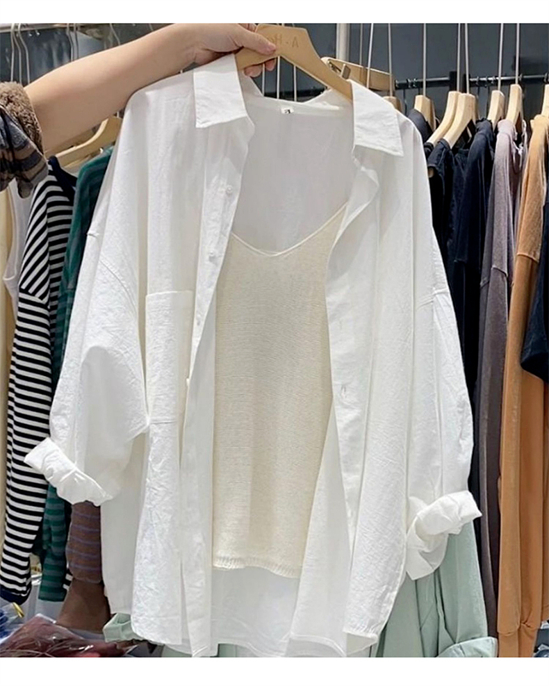 86 rayon 11 polyester 3 nylon white shirt for women 2024 new style high-end summer long-sleeved top