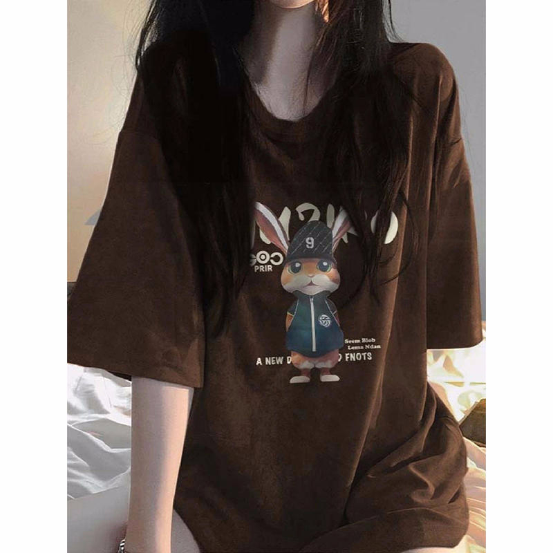 2024 new summer Korean style 220g combed cotton back collar with seamed edge S-XXXL summer short-sleeved T-shirt for women