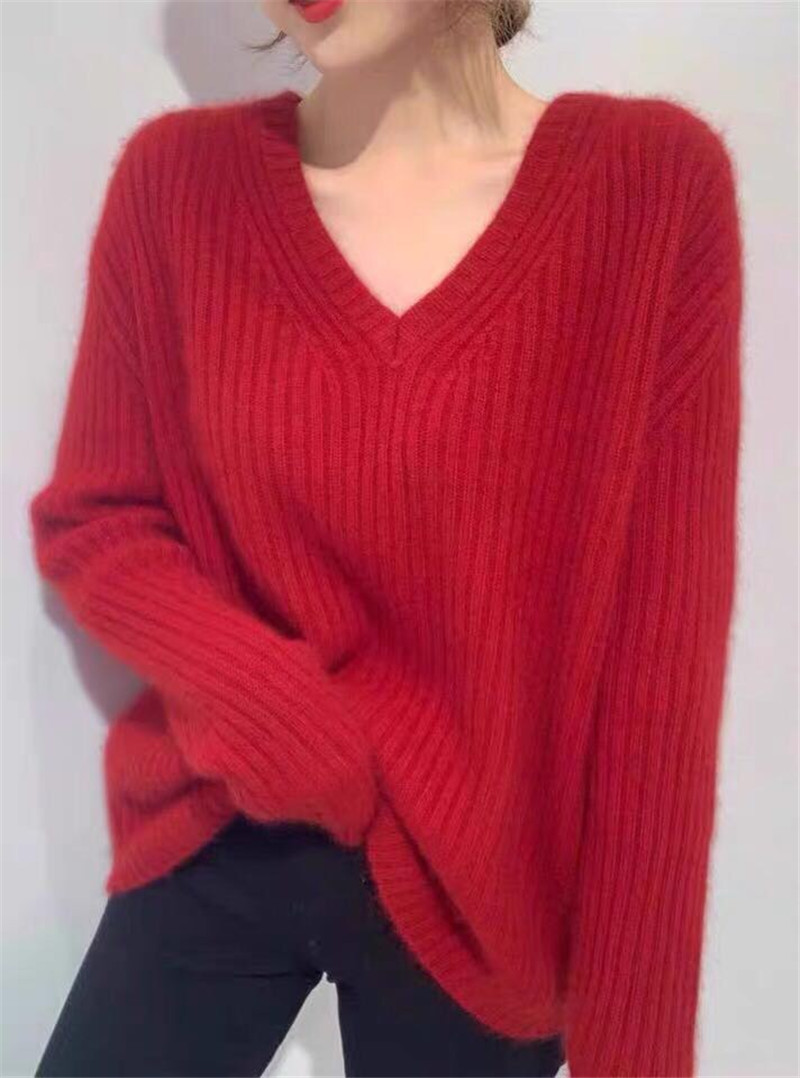 v領毛衣女針織秋季新款套頭慵懶風寬鬆外穿百搭裝韓版上衣