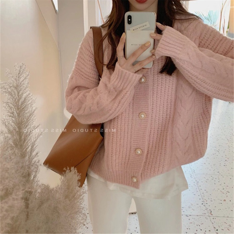復古溫柔風麻花毛衣開衫女新款慵懶風軟糯加厚針織上衣
