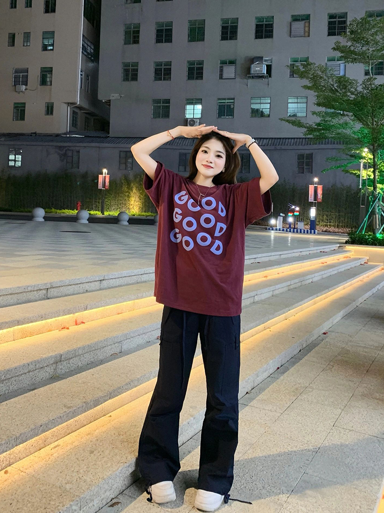 官圖 重磅/精梳純棉 後包領 有縫邊 S-XXXL 夏裝短袖T恤女