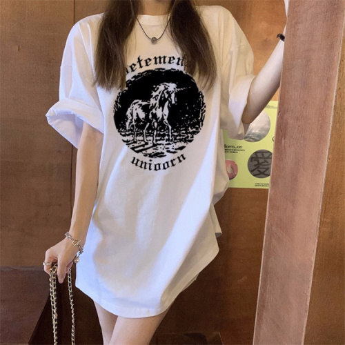 2024 new summer Korean style 220g combed cotton back collar with seamed edge S-XXXL summer short-sleeved T-shirt for women