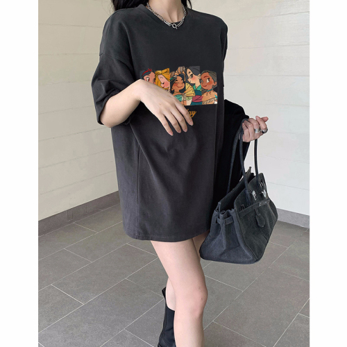 2024 new summer Korean style 220g combed cotton back collar with seamed edge S-XXXL summer short-sleeved T-shirt for women