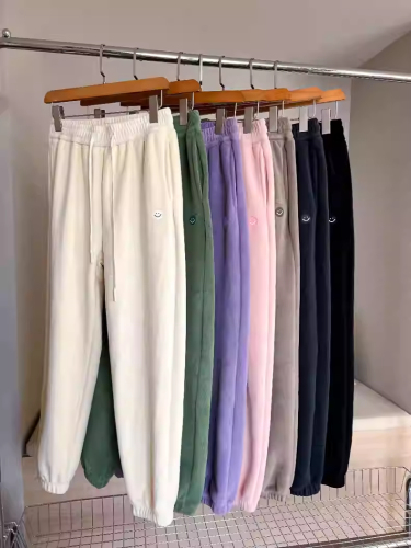 Autumn and winter smile pants for women, brushed thickened warm outer wear home casual pants that can be worn outside leggings and sports pants