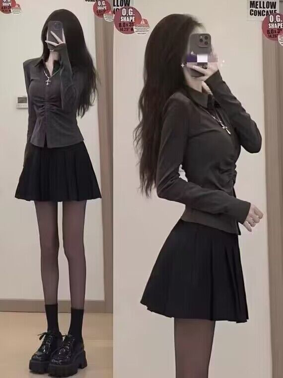 春季鹽系穿搭輕熟御姐風高級感辣妹純欲別致絕美上衣裙子兩件套裝