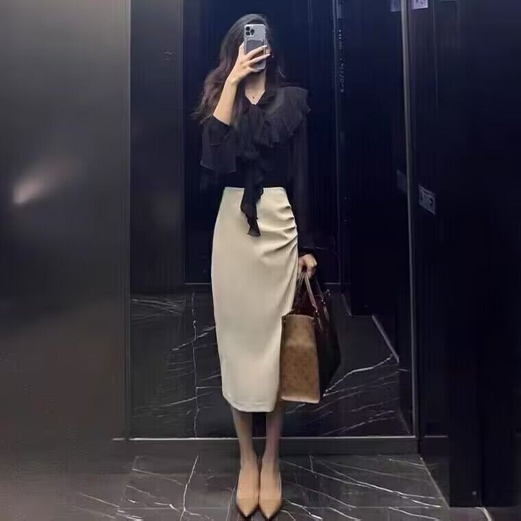 韓劇名媛小香風高級感襯衫+氣質半身裙2024春季新款洋氣職業套裝