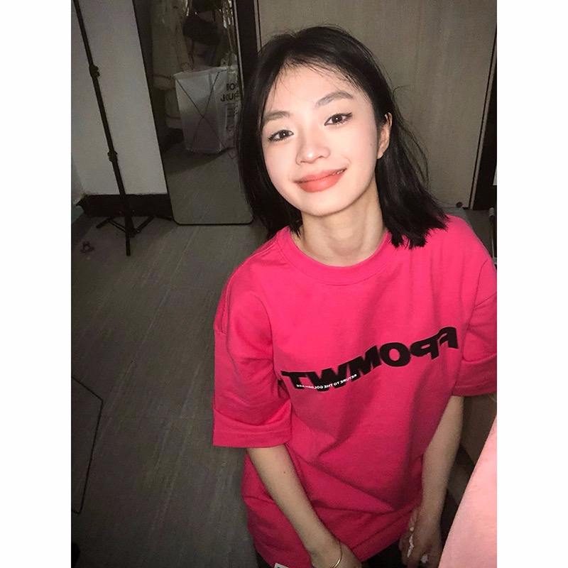 2024夏季新款韓版220克精梳純棉後包領有縫邊S-XXXL夏裝短袖T恤女