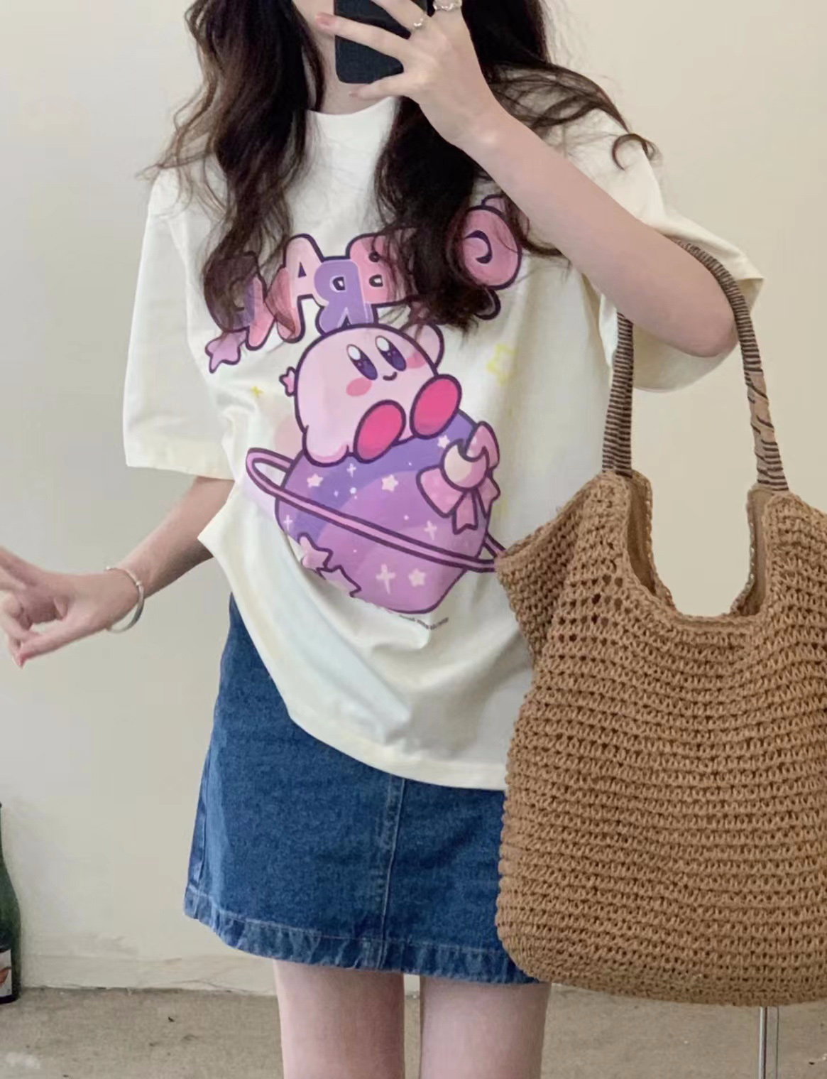2024 new summer Korean style 220g combed cotton back collar with seamed edge S-XXXL summer short-sleeved T-shirt for women