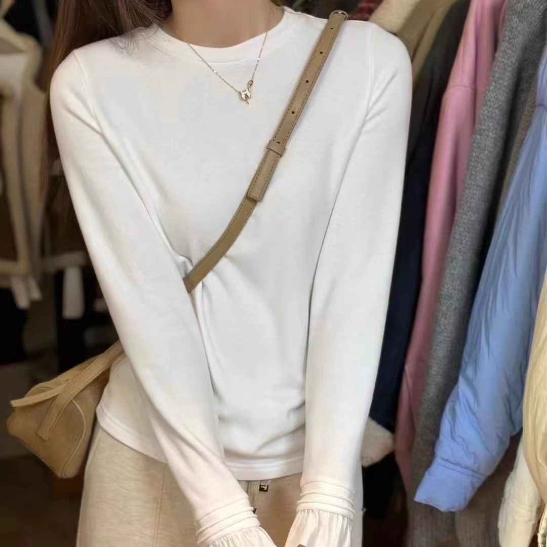 2024 Korean style fashion high-end long-sleeved inner T-shirt autumn and winter new Korean style slim bottoming shirt for women