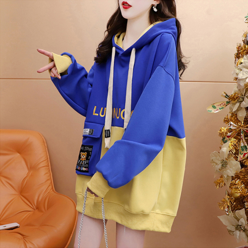 First release 280g twill spring and autumn thin sweatshirt loose mid-length hooded jacket for women