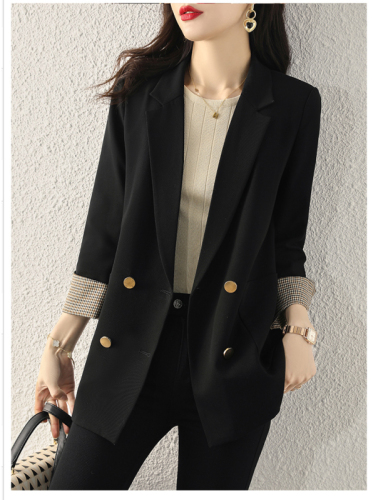 Brown small blazer 2024 early spring new British style tops women's high-end large size casual suits