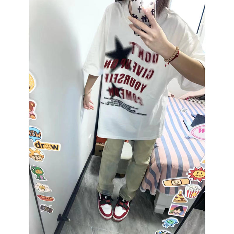 2024 new summer Korean style 220g combed cotton back collar with seamed edge S-XXXL summer short-sleeved T-shirt for women