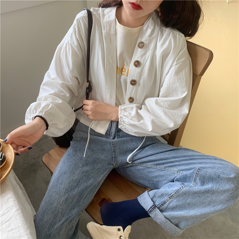 Actual shot Korean style loose slimming short coat for women