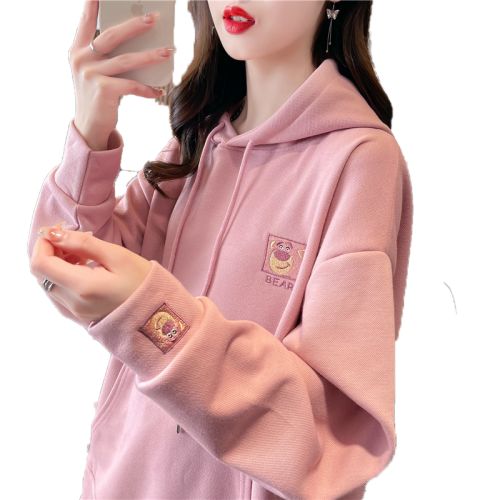 Actual shot of pique air layer double hood spring and autumn thin long-sleeved sweatshirt for women Korean style loose splicing top internet celebrity