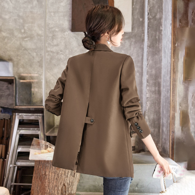Brown suit jacket for women 2024 new spring and autumn casual temperament loose design high-end retro suit