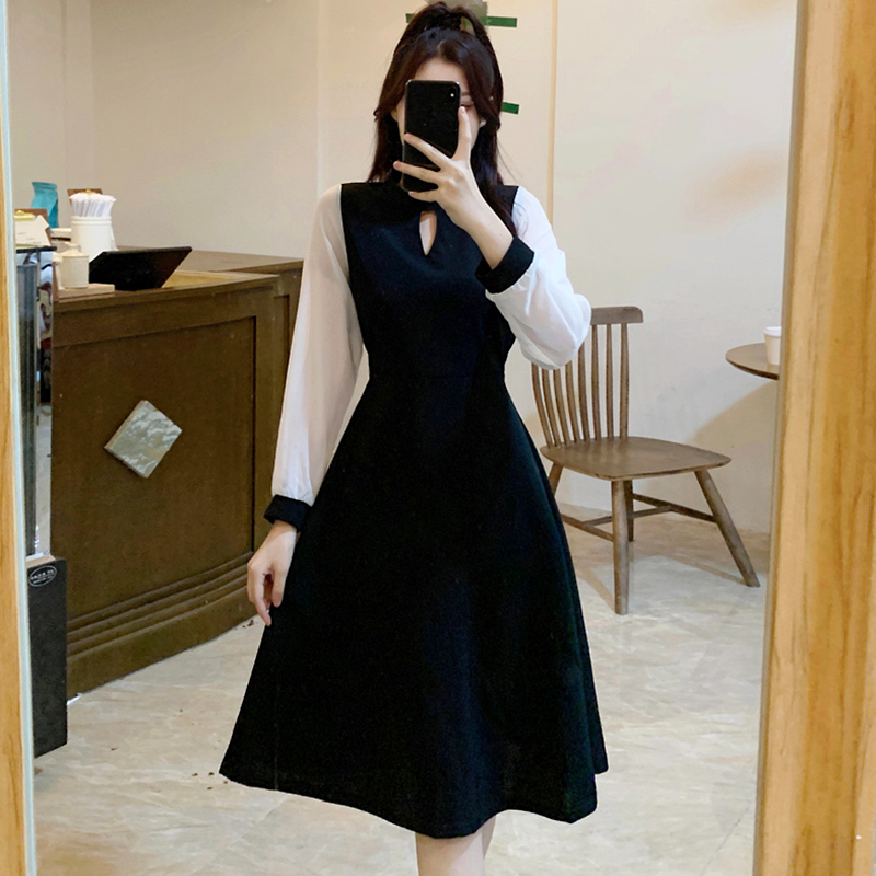 實拍收腰顯瘦減齡遮肚氣質輕奢高端連衣裙秋冬季新款女韓版裙子