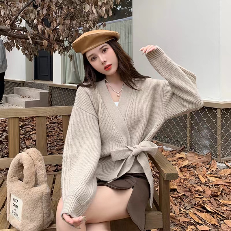 復古設計感小眾上衣女秋冬新款日系慵懶風百搭顯瘦開衫毛衣外套
