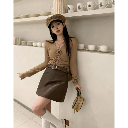 Real shot!  !  2024 New Leather Skirt Women's PU Hip Cover High Waist Short Skirt