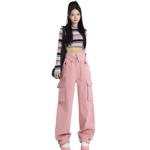 Real shot of 2024 early spring Internet celebrity same style dopamine hottie casual pants sweet cool style overalls for women
