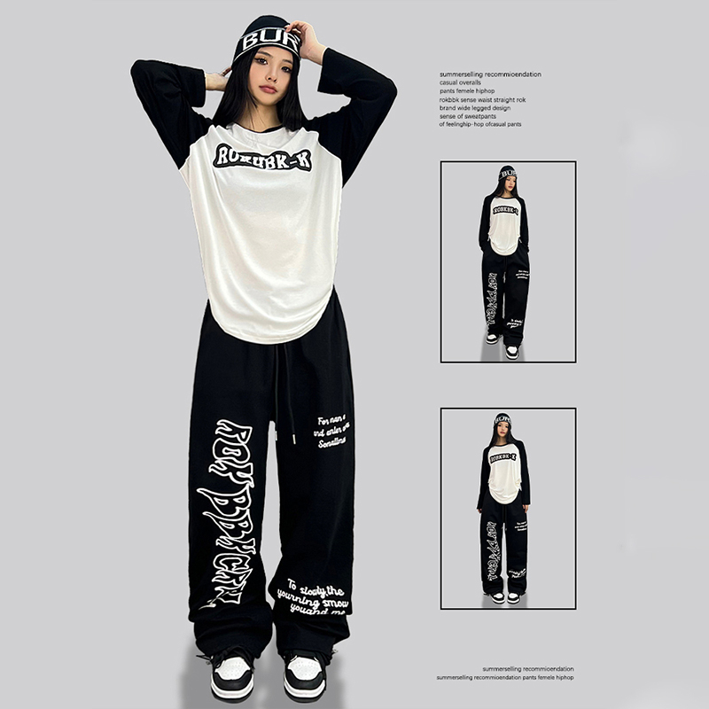 Korean style hip-hop trendy brand personalized printed jazz dance hiphop casual pants women's jazz sweatpants