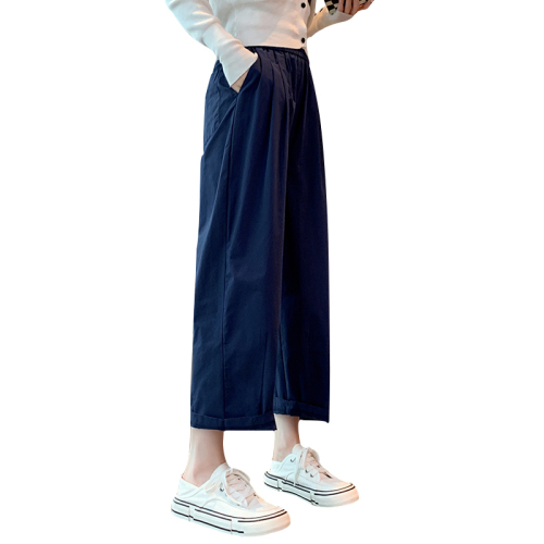 Real shot of Tencel pants for women, nine-point summer thin, elastic, high-waisted, loose, slim, straight-leg ice silk harem pants