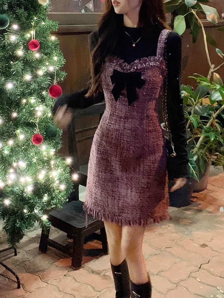 Small French suspender dress spring and autumn high-end rich daughter New Year's shirt small fragrance suit