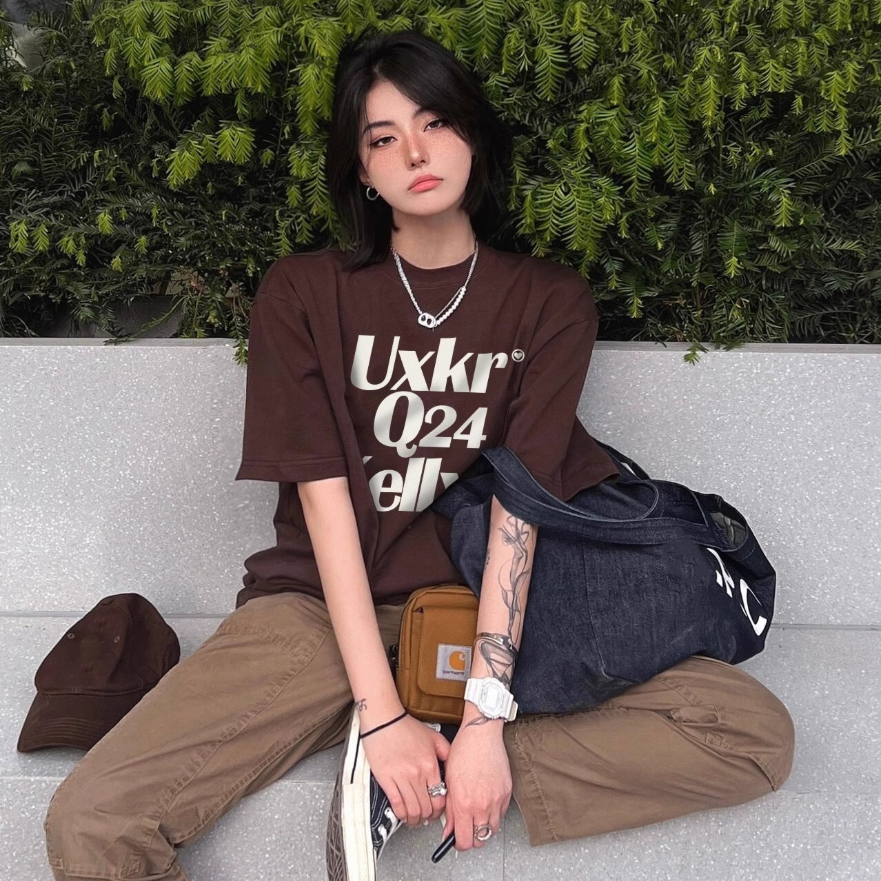 Tight 220g hip-hop street style short-sleeved summer versatile casual loose T-shirt top