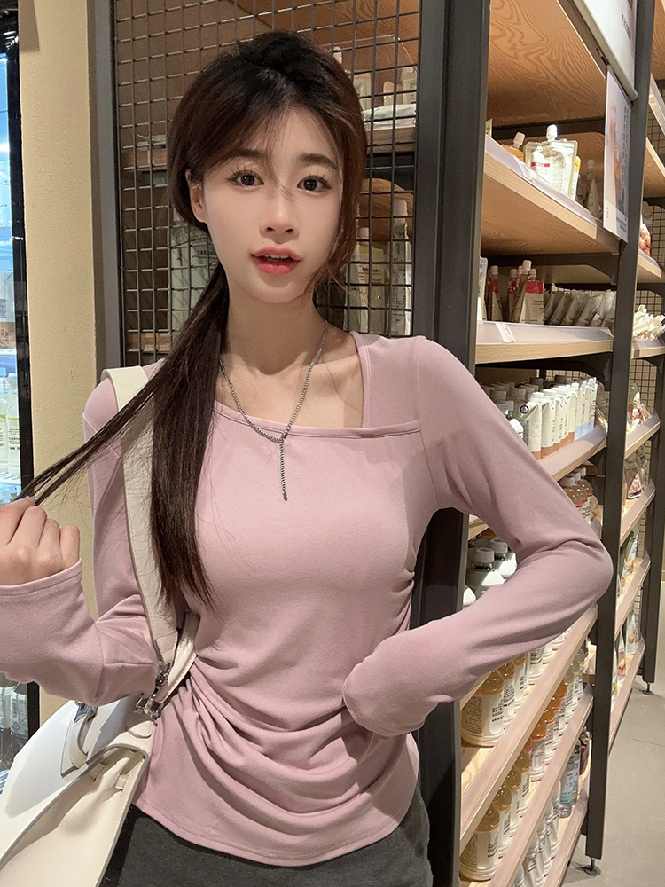 Actual shot~early spring new slim fit pure lust style long-sleeved T-shirt