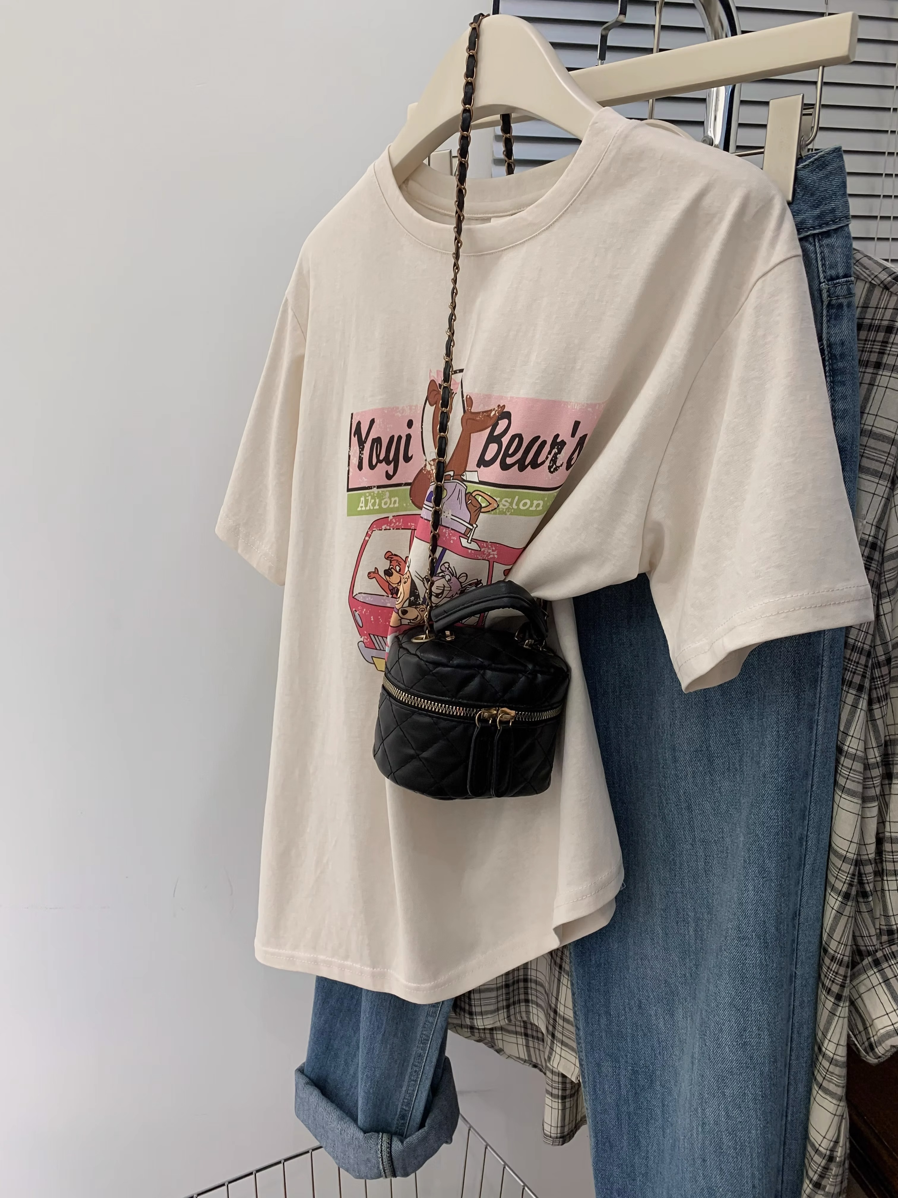 官圖 重磅/精梳純棉 後包領 有縫邊 S-XXXL 夏裝短袖T恤女
