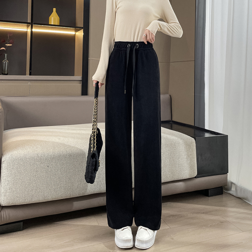 Actual shot#show tall and slim versatile wide-leg casual pants for women 2024 new loose straight high-waisted trousers for women