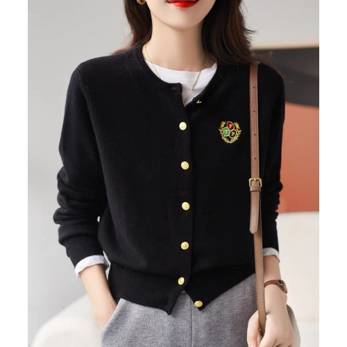 2024 Spring and Autumn Embroidered Women's Cardigan Temperament Round Neck Sweater Short Sweater Jacket