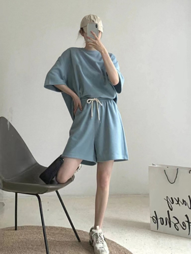 盐系炸街运动服套装女夏季时尚韩版宽松显瘦休闲两件套ins潮