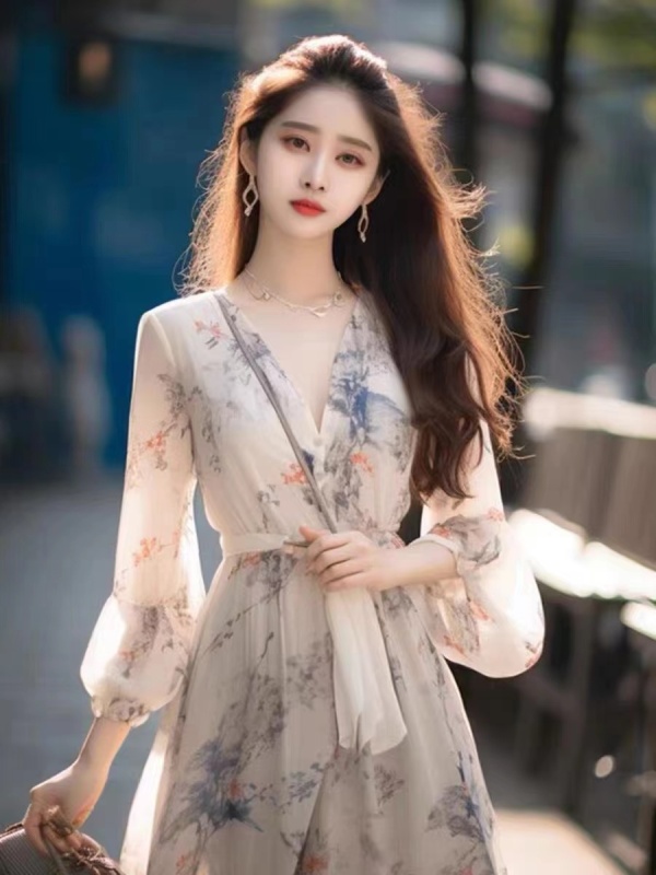 Temperament 2024 new French autumn and winter long spring style foreign style high-end and advanced sense small waist dress