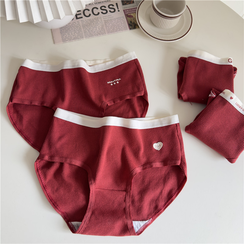 Real shot~Korean version of girls’ Chinese New Year festive pure cotton comfortable women’s briefs