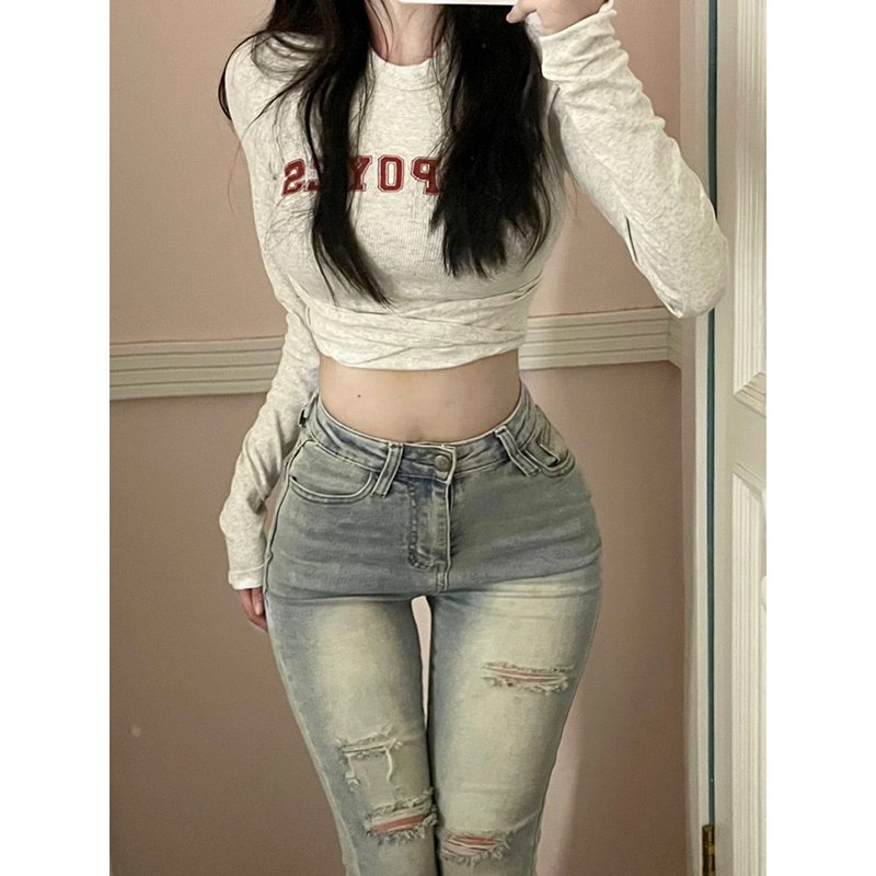 Short T-shirt bottoming shirt hot girl tight slimming top
