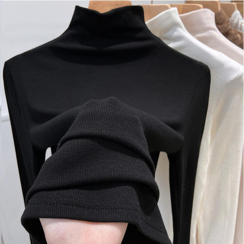 Internet celebrity half turtleneck bottoming shirt with western style knitted 2024 spring new style high-end early autumn top trend