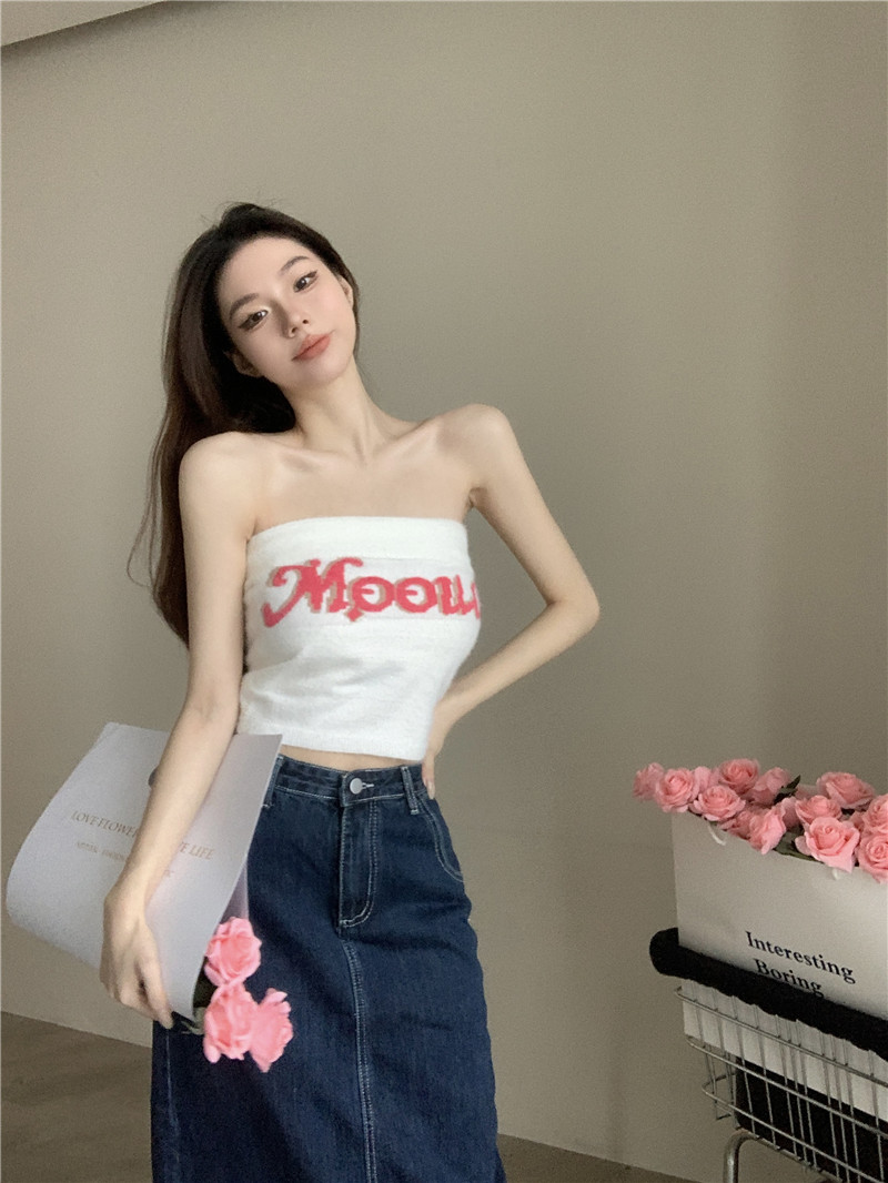 實拍  甜辣風短款辣妹抹胸性感裹胸背心女